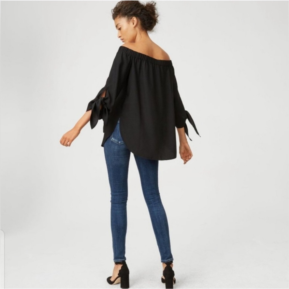 NWT Club Monaco Sophiya Top Chemise-‎ Soot Black- Off shoulders Size 00